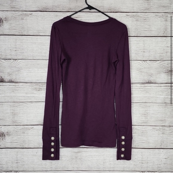 Worn once Free People Button Cuff Long Sleeve Tee Shirt Thermal Purple - Picture 2 of 5
